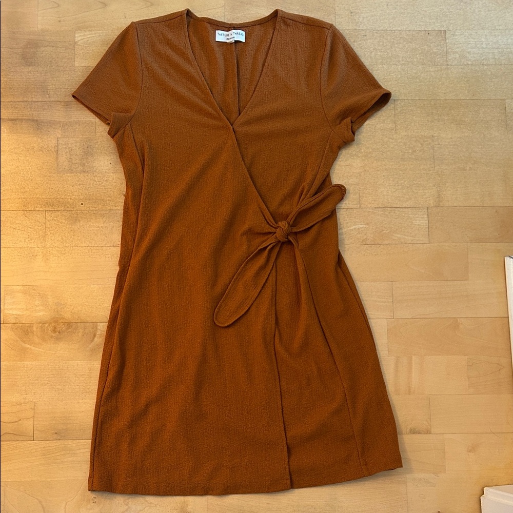 Madewell Rust-Brown Tie Waist Mini Dress